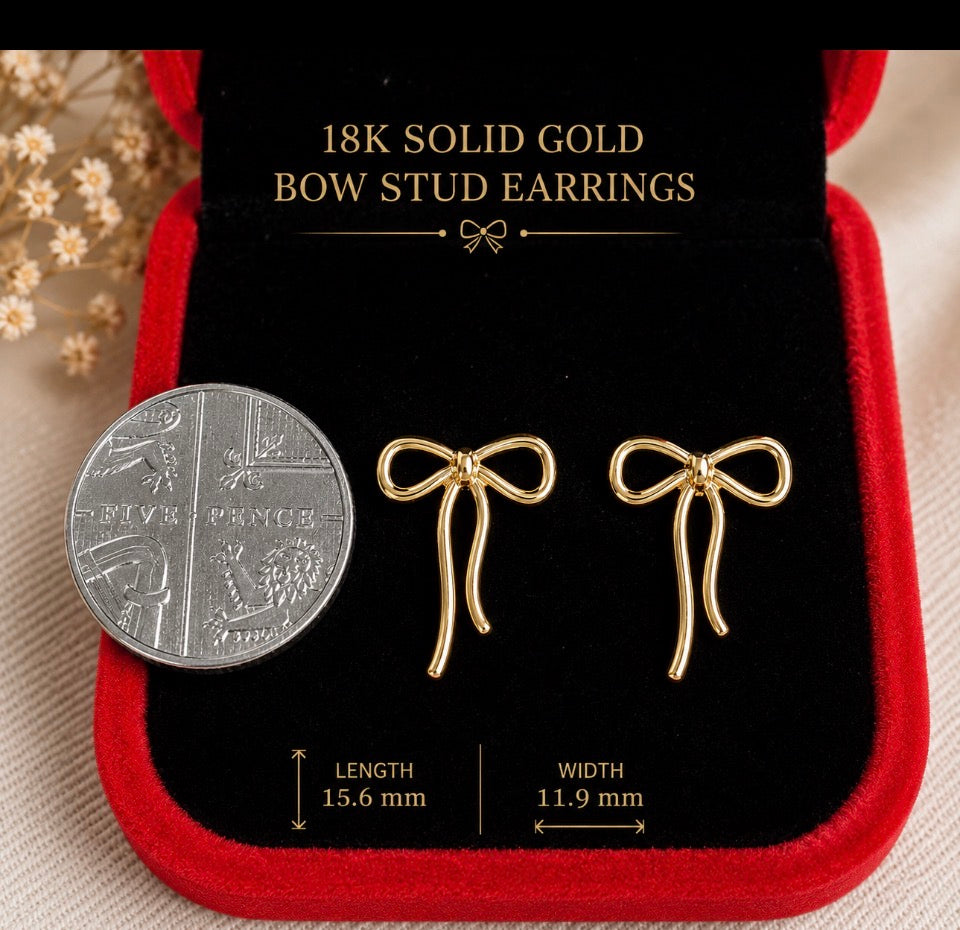 Solid 18ct bow earrings