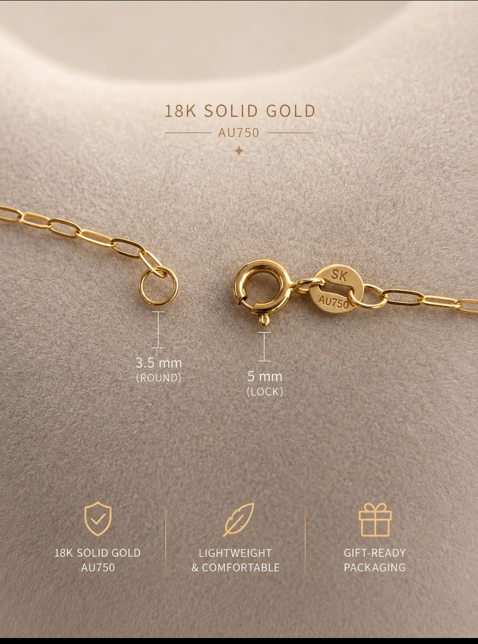 Solid 18ct gold heart necklace