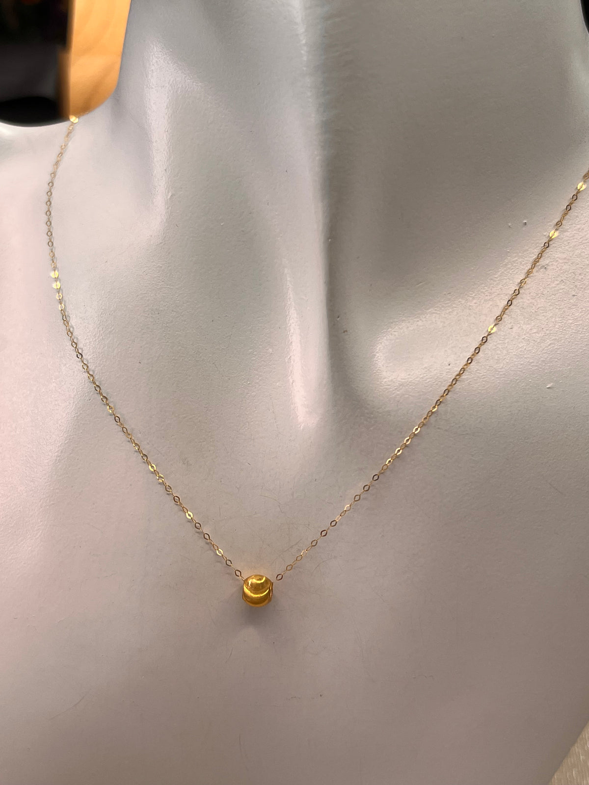 Solid 18ct gold dainty ball necklace