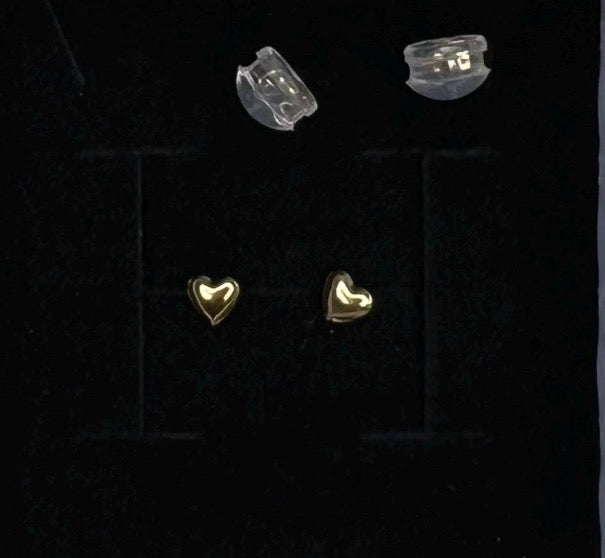 Solid 14ct gold dainty stud heart earrings