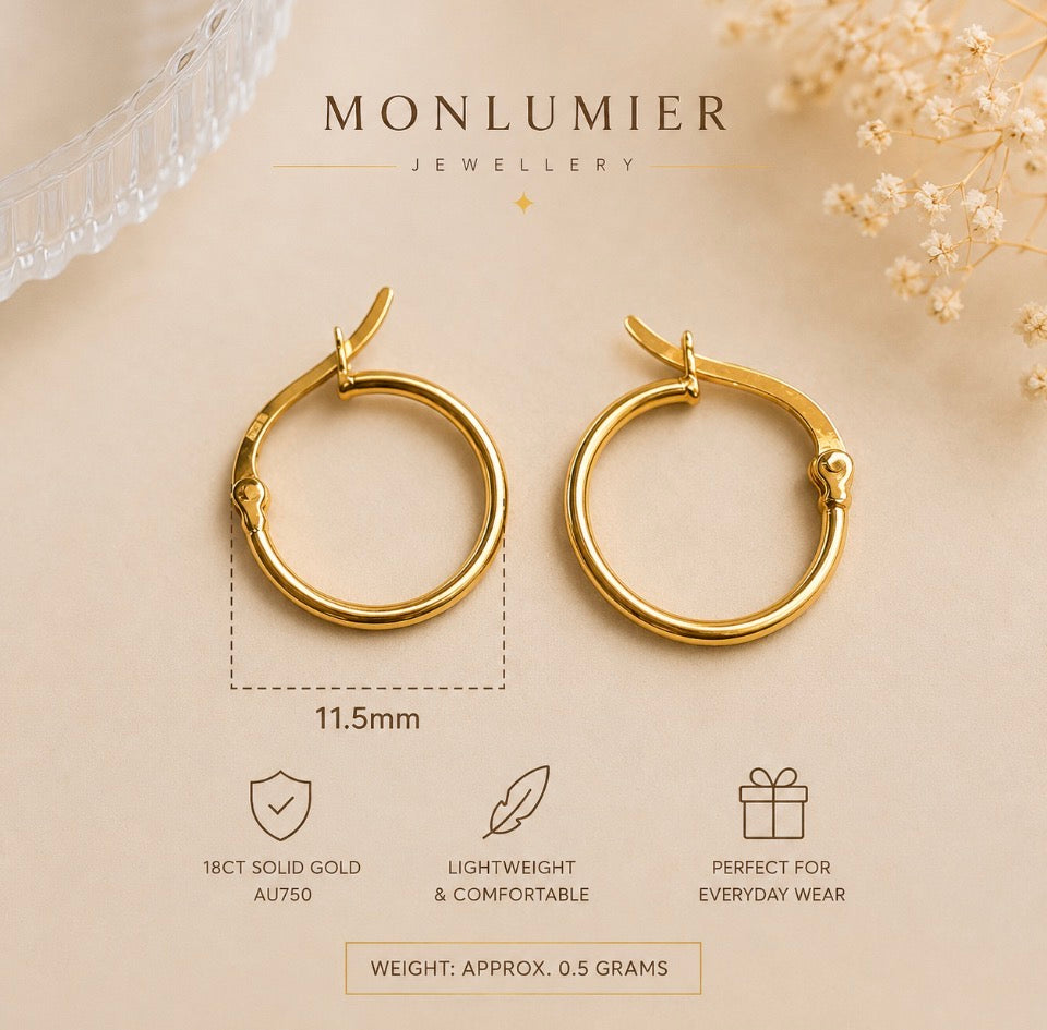 Solid 18ct Gold Dainty Hoop Earring