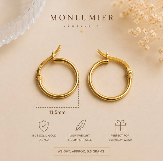 Solid 18ct Gold Dainty Hoop Earring
