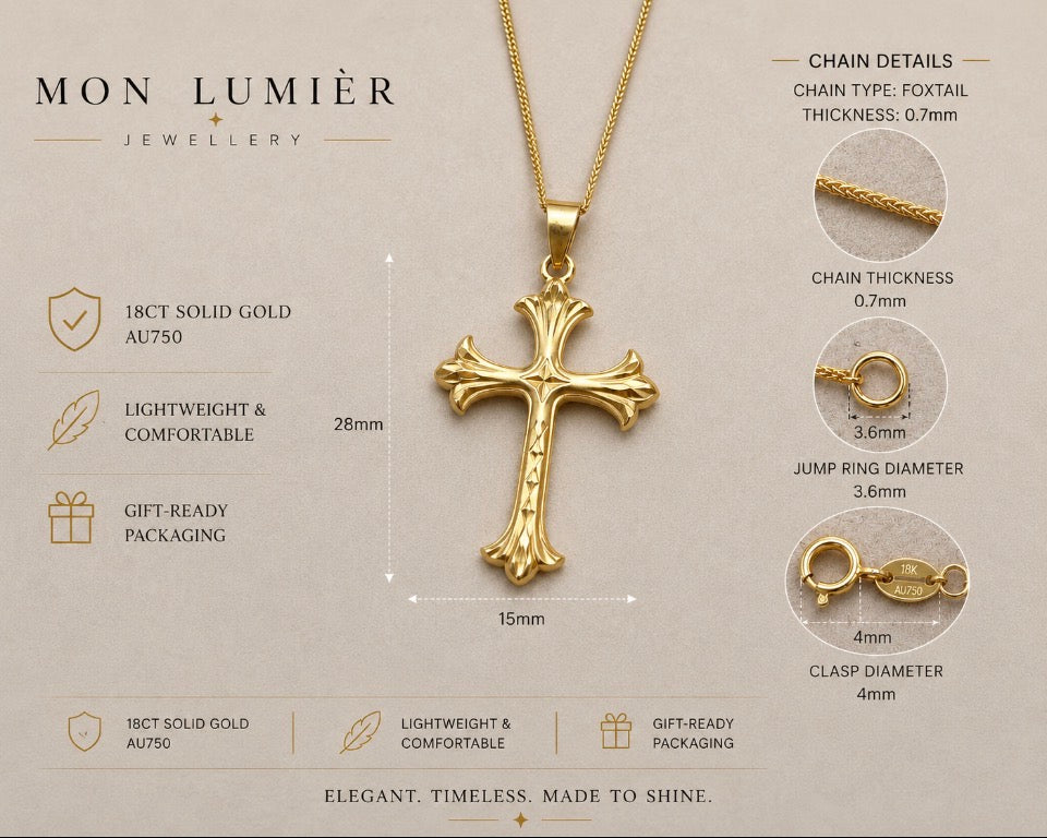 Solid 18ct gold cross necklace