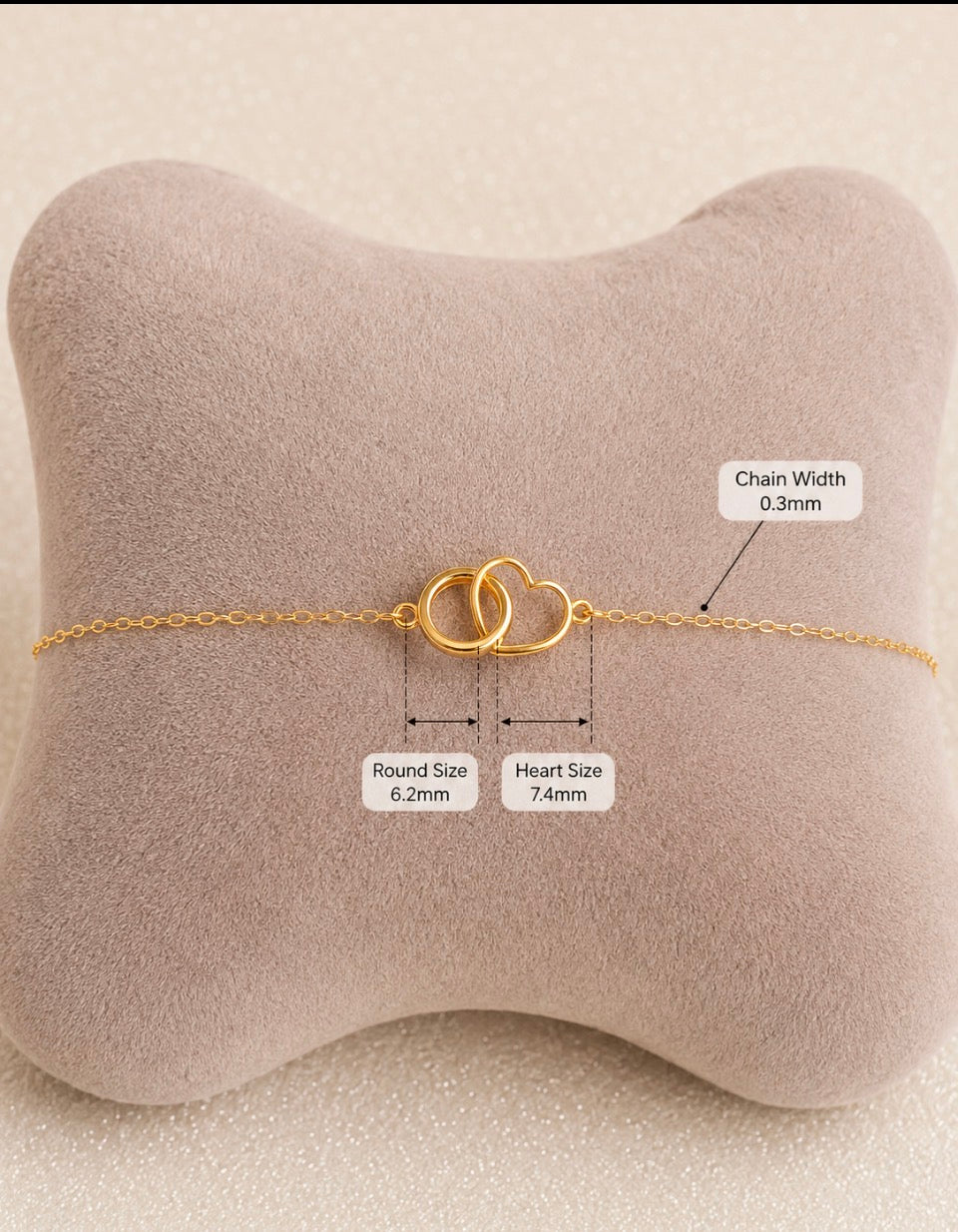 Pure 18ct gold link heart necklace