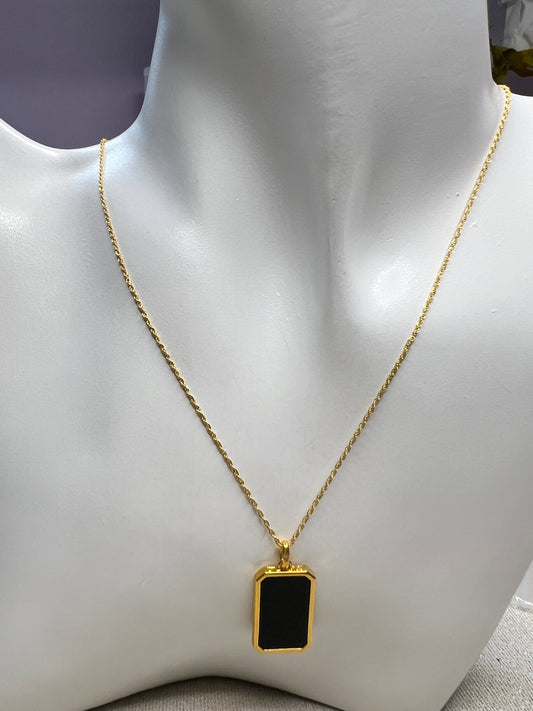 Solid 18ct gold onyx necklace