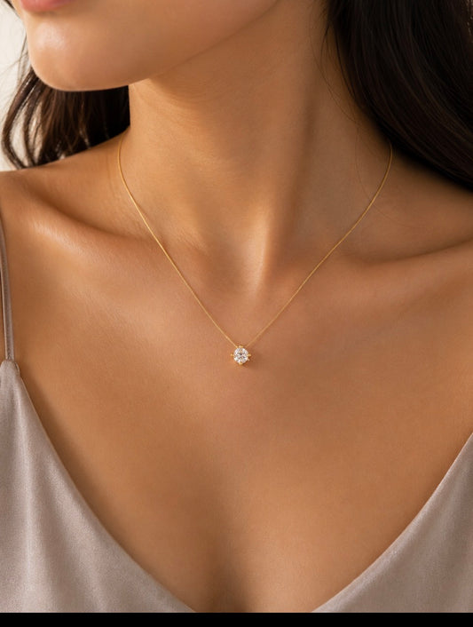 Solid 18ct gold moissanite necklace