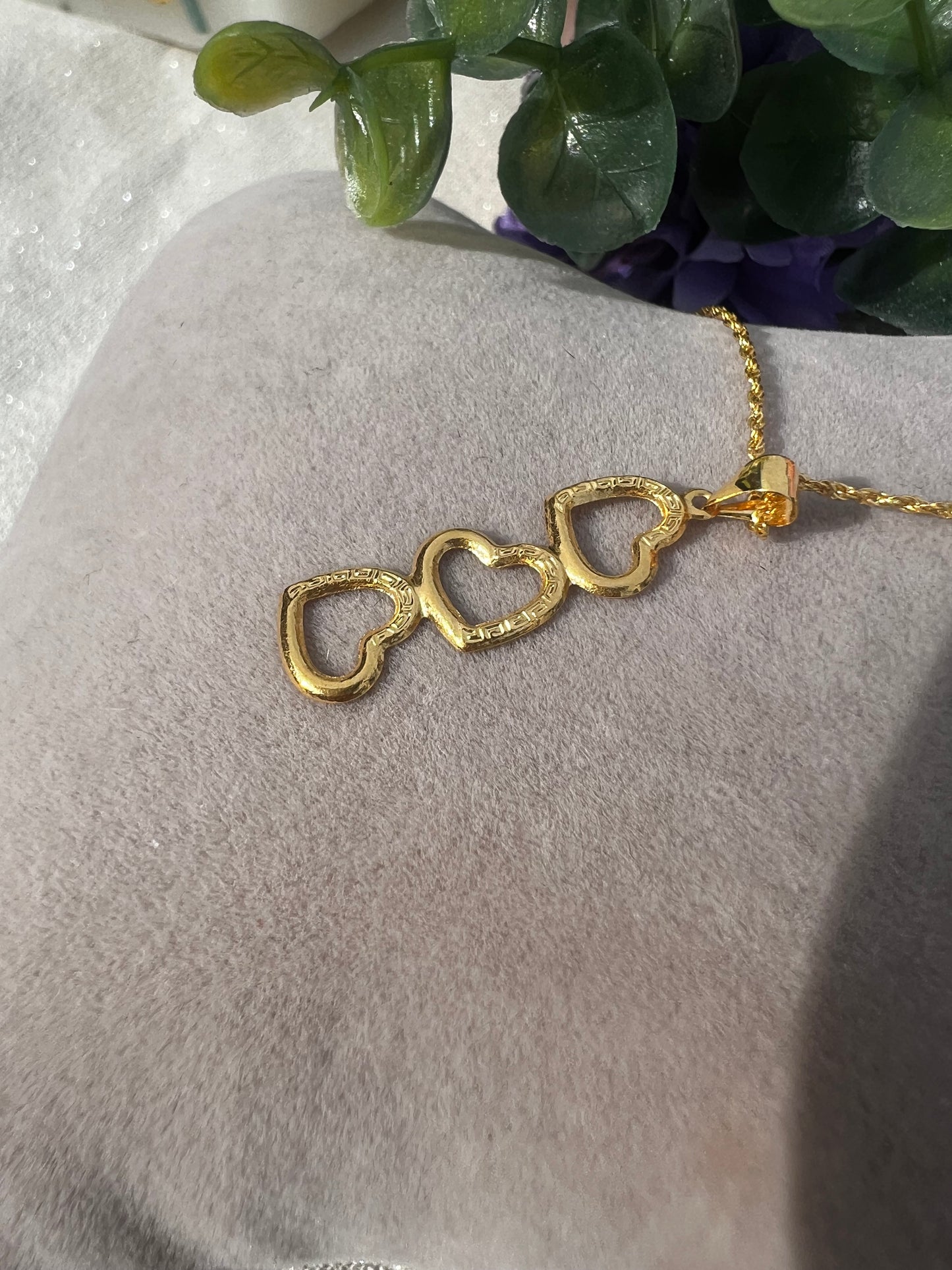 Pure 18ct Triple Heart Necklace