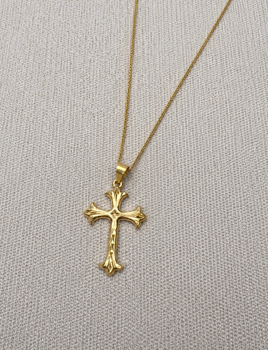 Solid 18ct gold cross necklace
