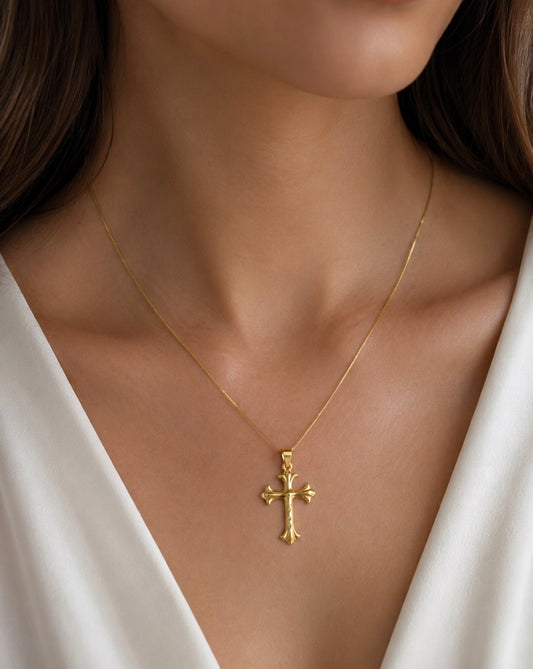 Solid 18ct gold cross necklace