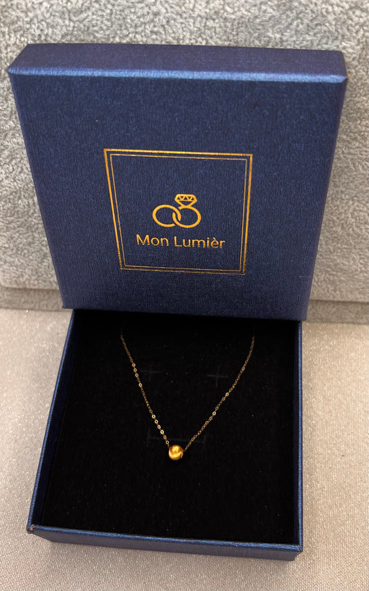 Solid 18ct gold dainty ball necklace