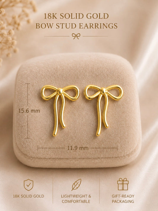 Solid 18ct bow  earrings