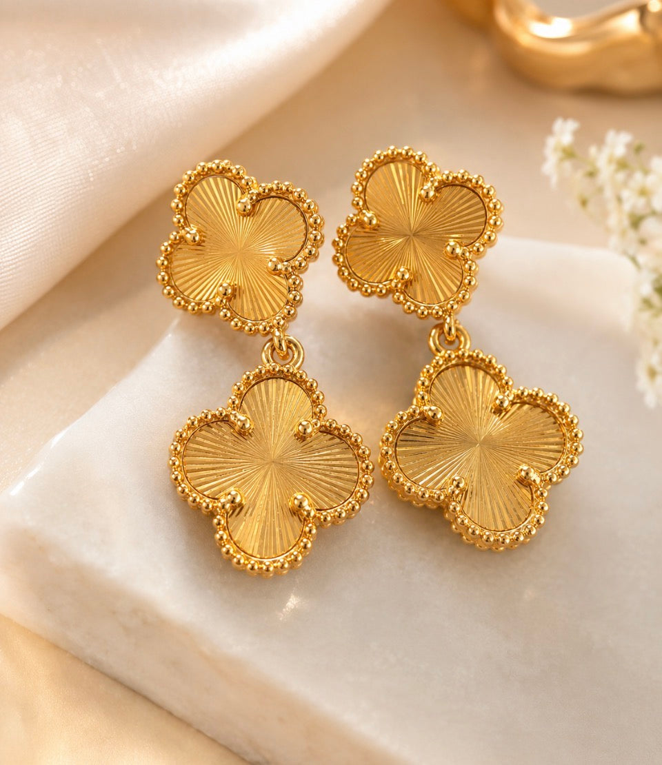 18ct gold filled clover earrings