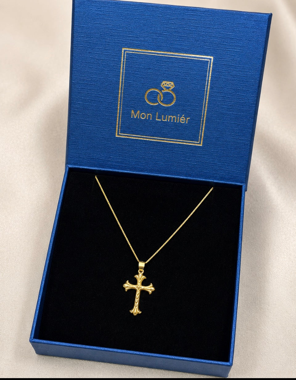 Solid 18ct gold cross necklace