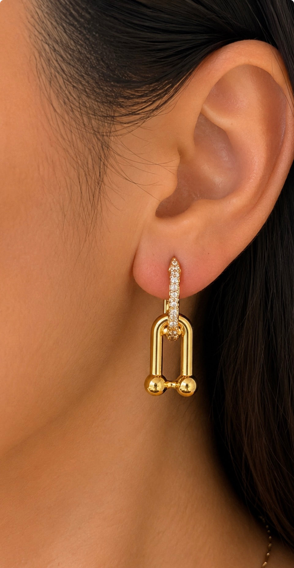 18ct White Gold filled Pavé Link Earrings