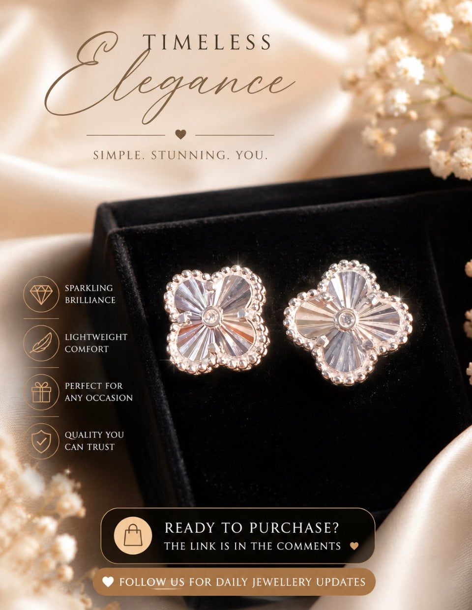 Solid Sterling Silver Clover